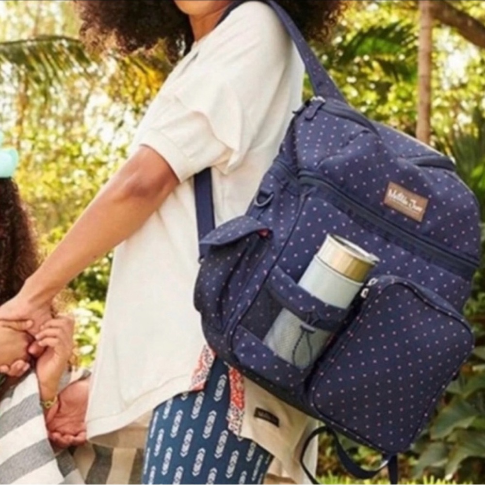 Matilda Jane Navy Polka Dot diaper bag backpack